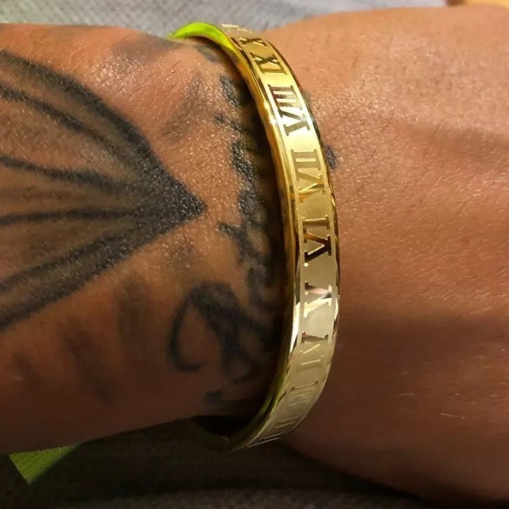 [New] Stainless Steel Bracelet Engraving Roman Numerals Men Jewelry